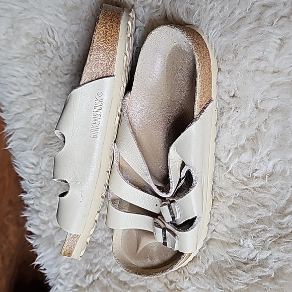 Off white three strap Birkenstock sandals size 37 - Picture 4 of 6